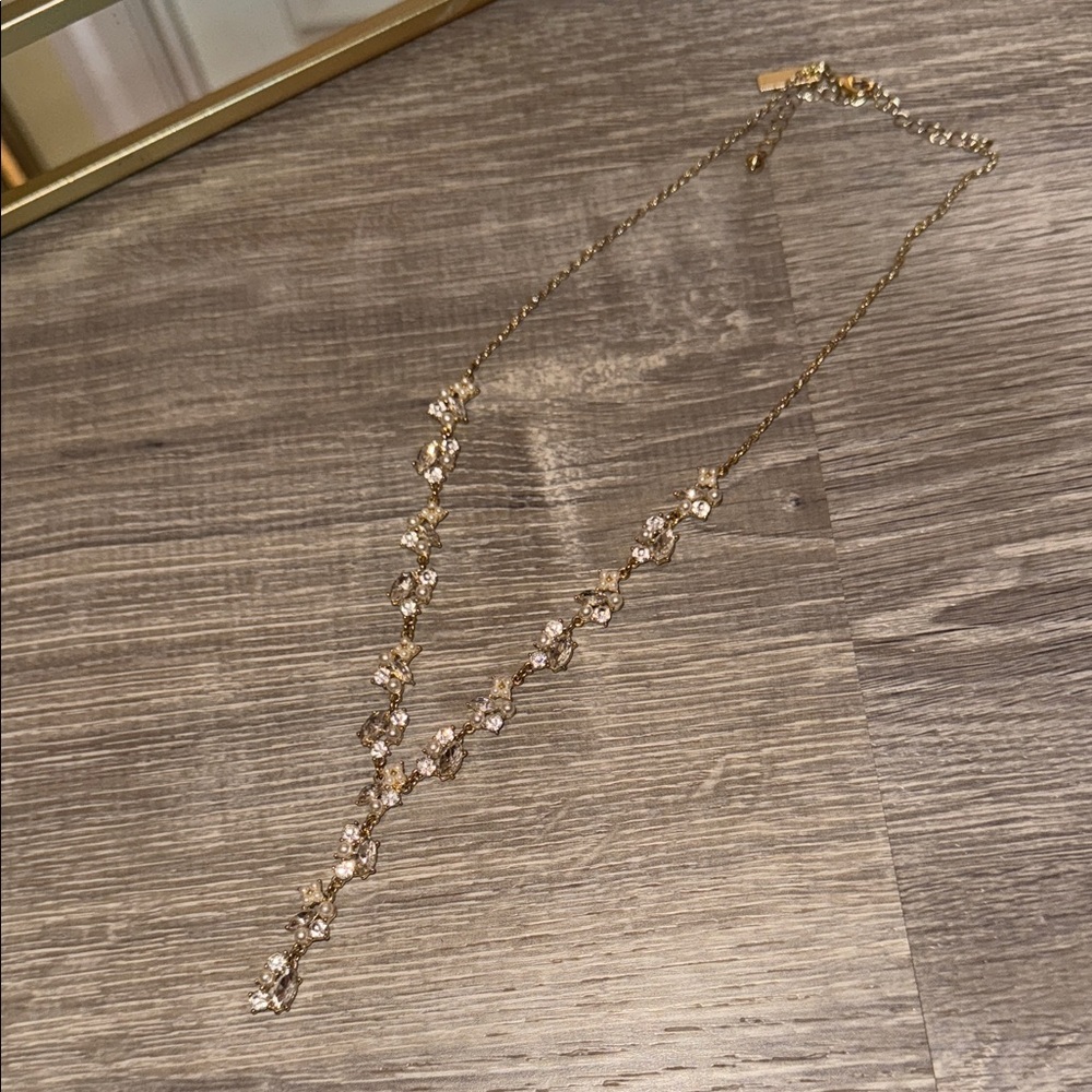 INC International Concepts Gold Necklace with Crystal and Pearl Details
